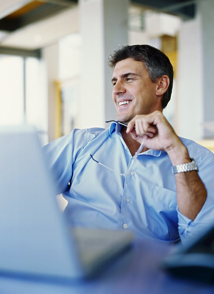 A relaxed business man with a fractional cfo