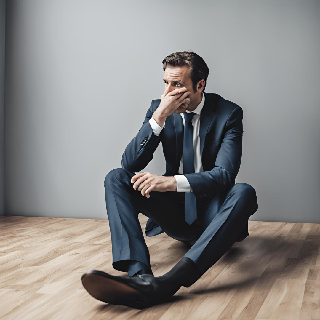 Businessman sitting and reflecting