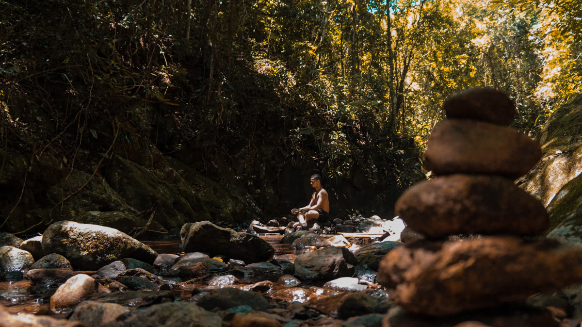 Individual meditating